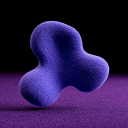 Felt brand mark: a soft purple three-lobed shape